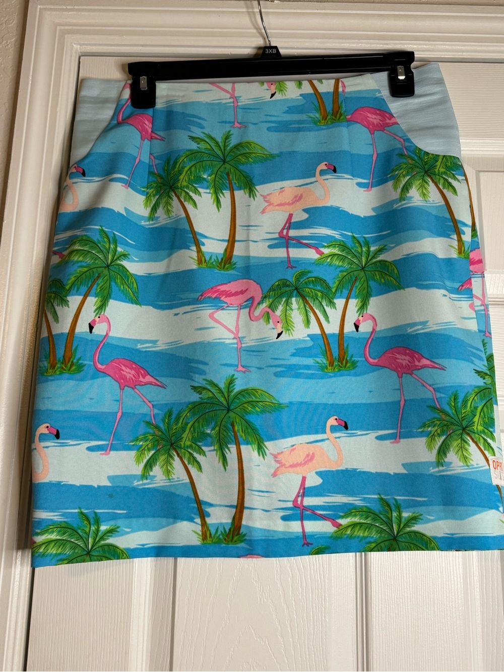 OppoSuits Pink Flamingo Blue Tropical Mini Skirt